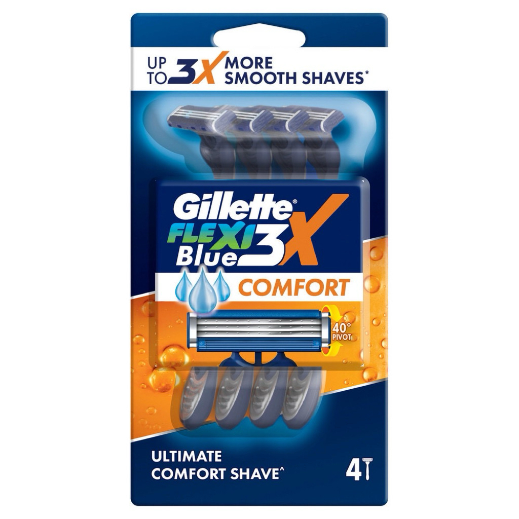 GILLETTE BLUE 3X COMFORT GEL ISI 4 DISPOSABLE , Gillette Blue Alat Cukur , Pisau Cukur