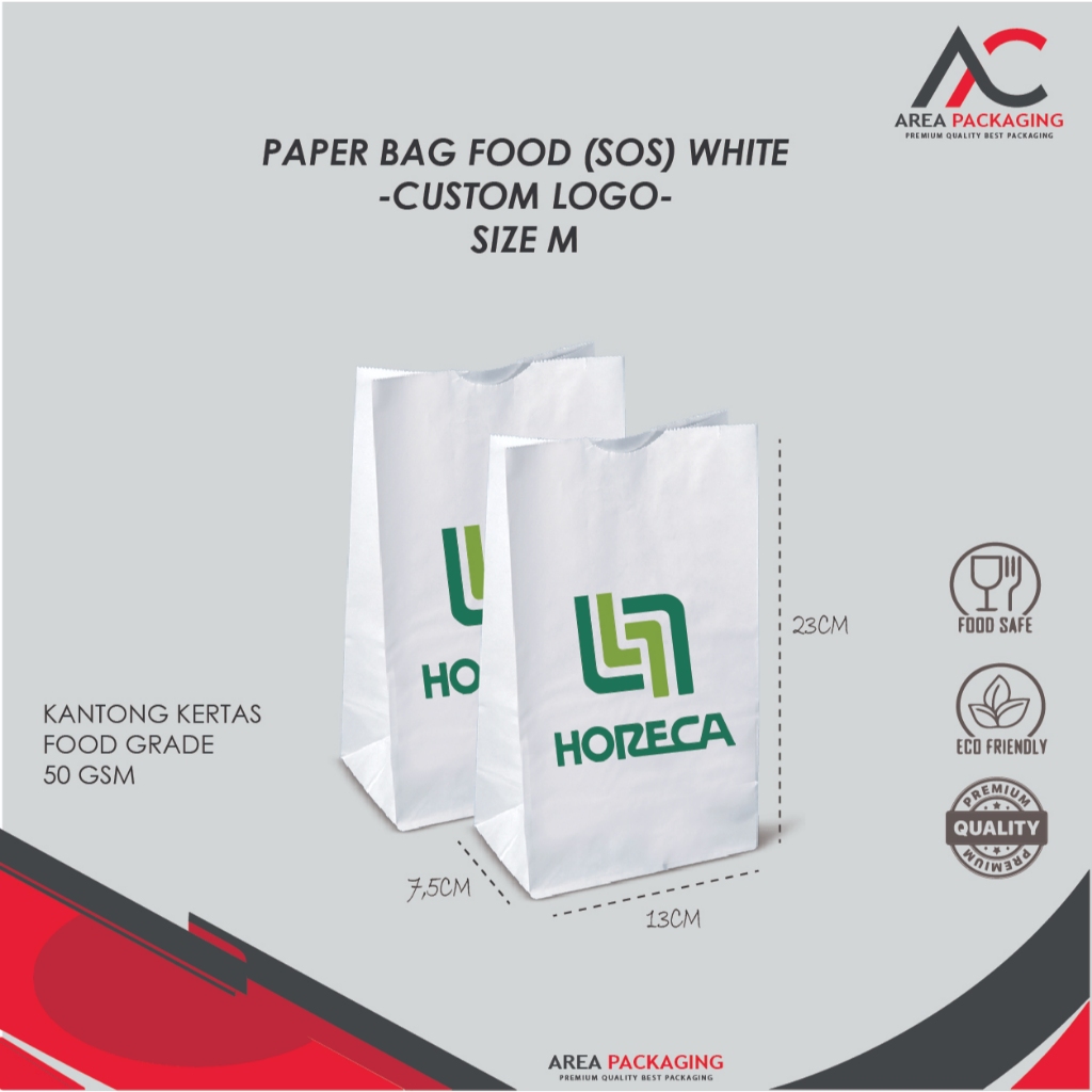 

PAPERBAG FOOD SOS (M) WHITE + CUSTOM LOGO