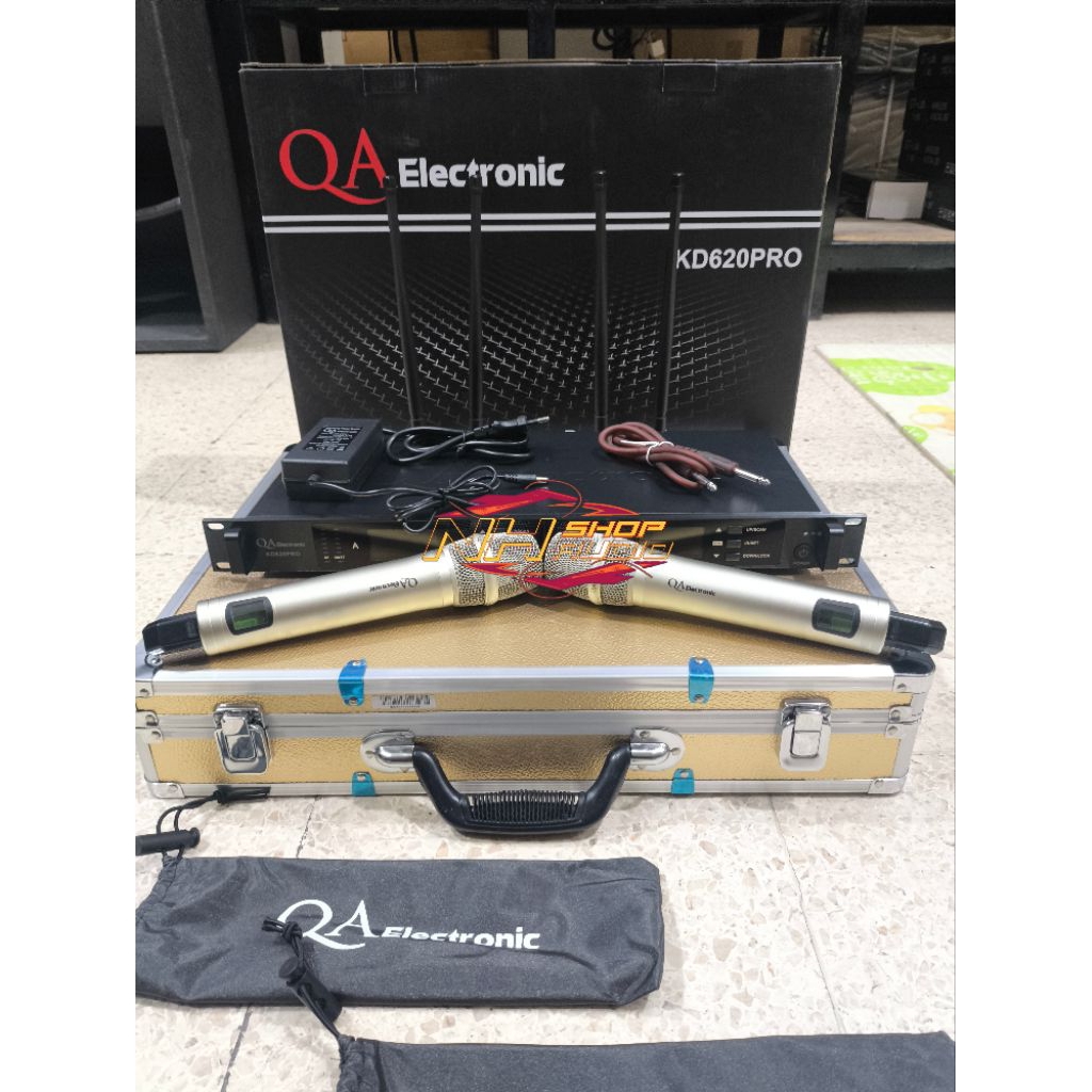 Mic Wireless QA Electronic KD620pro Warna Cream / Champage KD 620 Original By RDW UHF 2 Mic Genggam 
