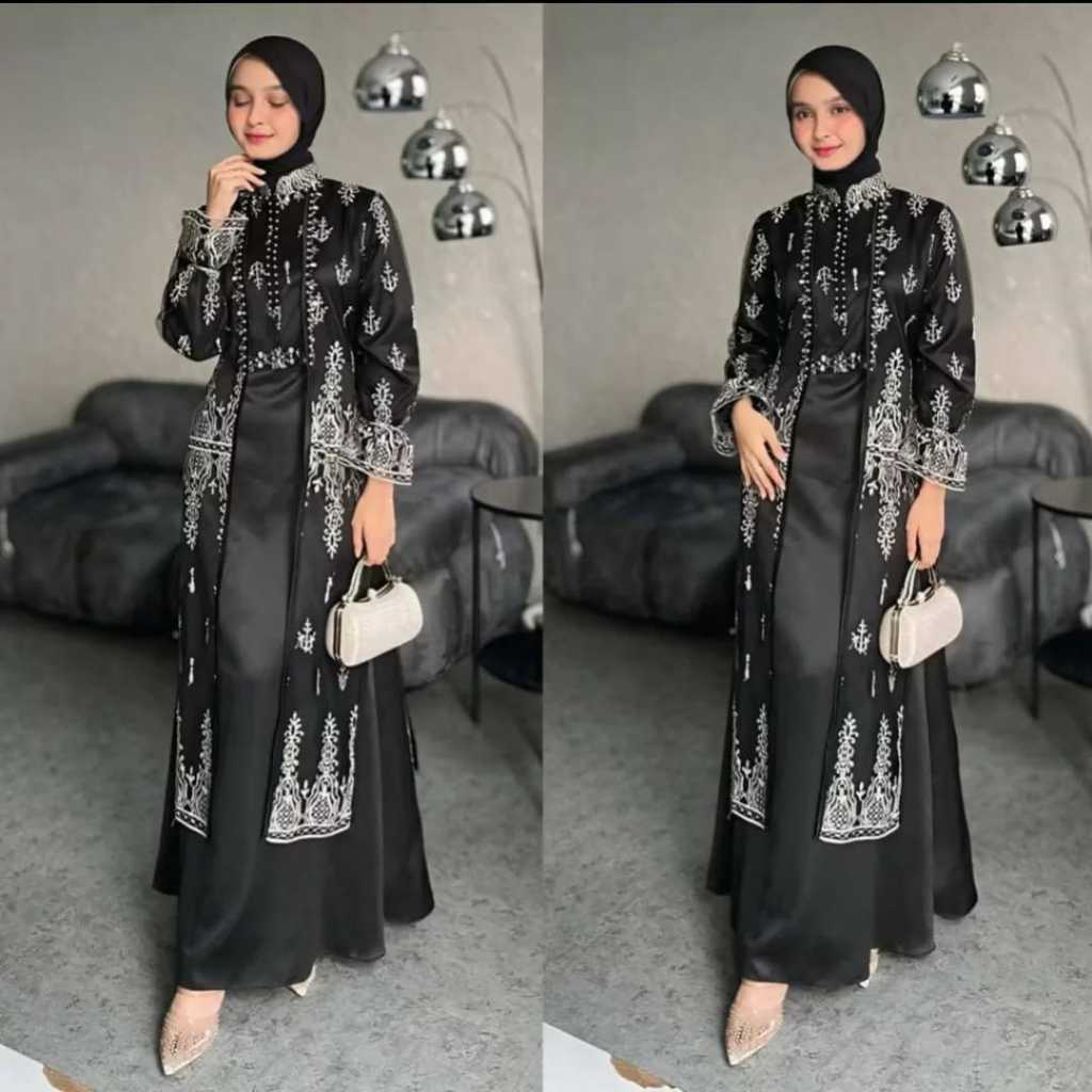 Tiara Set Dres Bahan Premium Adem Mewah Variasi Payet Mutiara/Gamis Wanita Remaja Muslimah Kondangan