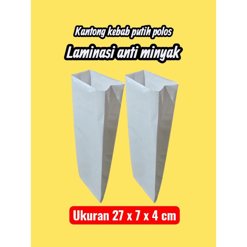 

100 PCS KANTONG KEBAB PUTIH POLOS/KERTAS KEBAB/KEMASAN BUNGKUS KEBAB