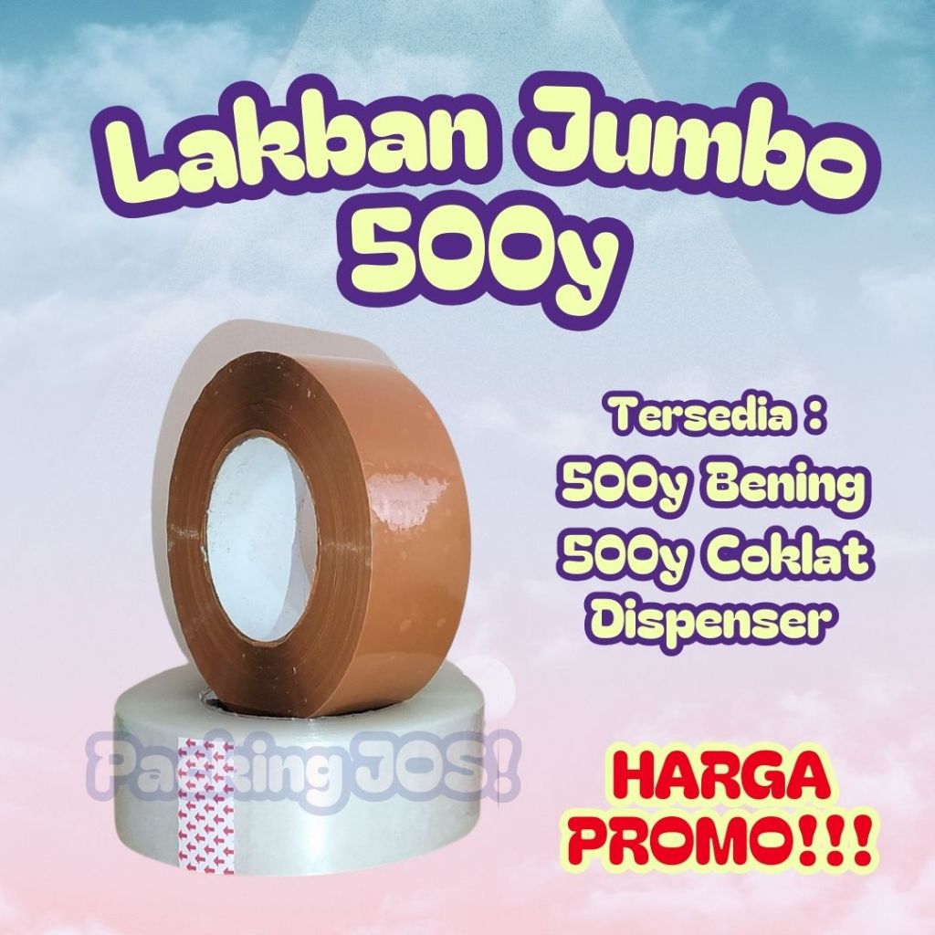 Lakban Jumbo 45x500y / LAKBAN BENING COKLAT JUMBO 500 YARD / Lakban bening 500 yard [PACKING JOS]