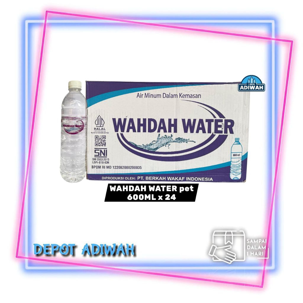 

Wahdah Water pet 600ml per karton (isi 24 botol)