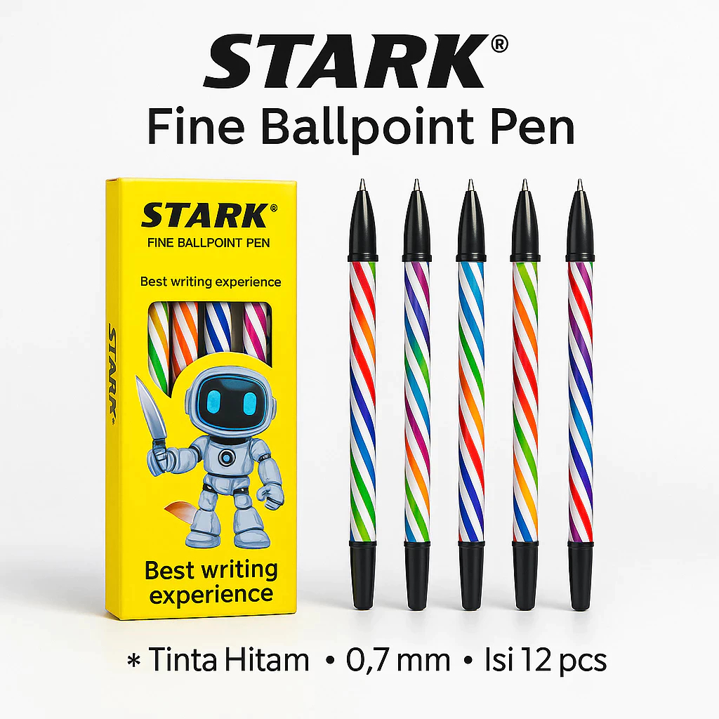 

Pulpen Hitam Stark ST-9106 – Ballpoint Murah Ulir Lilin Ekonomis 12 Pcs/Pack
