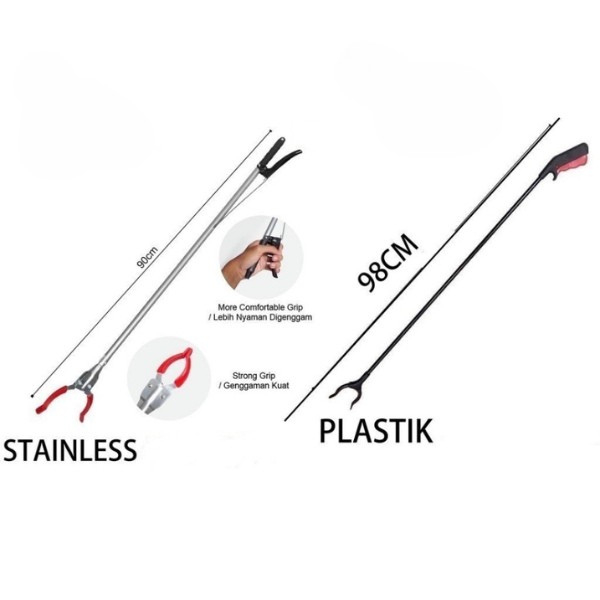 Grab Stick Silver Stainless & grab stick plastik  / Alat Penjepit Sampah & Penangkap Ular