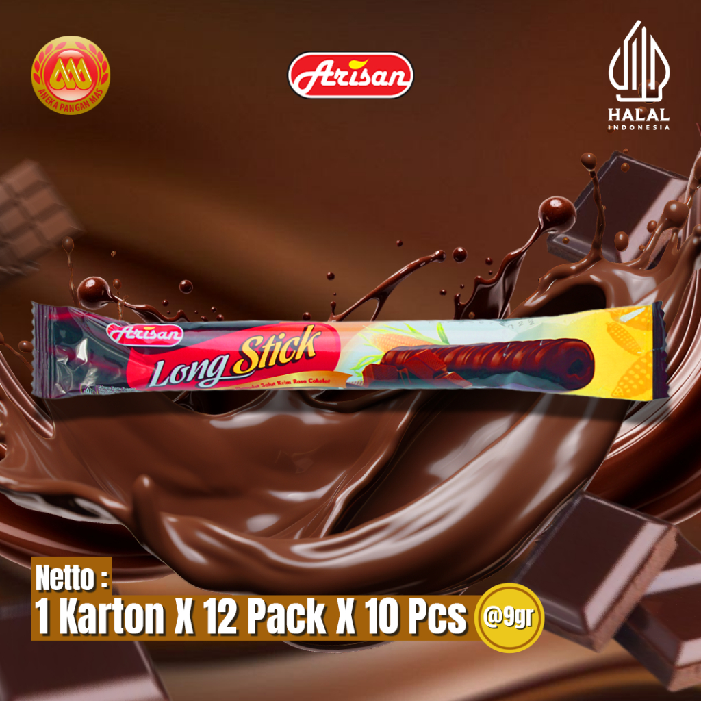 

DUO Long Stick Arisan Snack Salut Cokelat (1 Karton X 12 Pack X 10 Pcs) - Netto 9gr