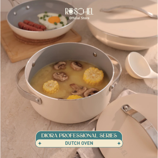 Roschel Diora Professional Dutch Oven 20cm,24cm Ceramic Non-Stick Greblon CK2 German Coating