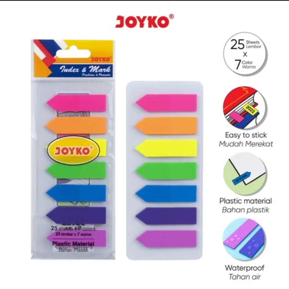 

Joyko Index & Mark IM-31 1 Box isi 30 Set Penanda Pembatas Kertas Plastik Buku
