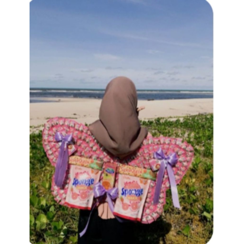 

Buket Yupi Butterfl,Buket Kupu-kupu, Butterfly Snack Pink