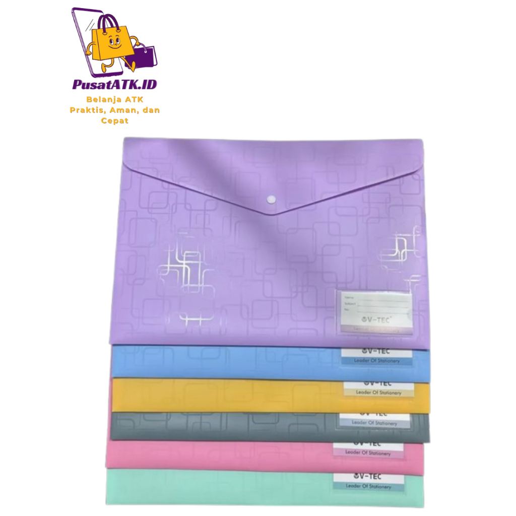 

V-TEC/VTEC MAP PLASTIK KANCING / MAP KANCING A3 DENGAN NAME TAG