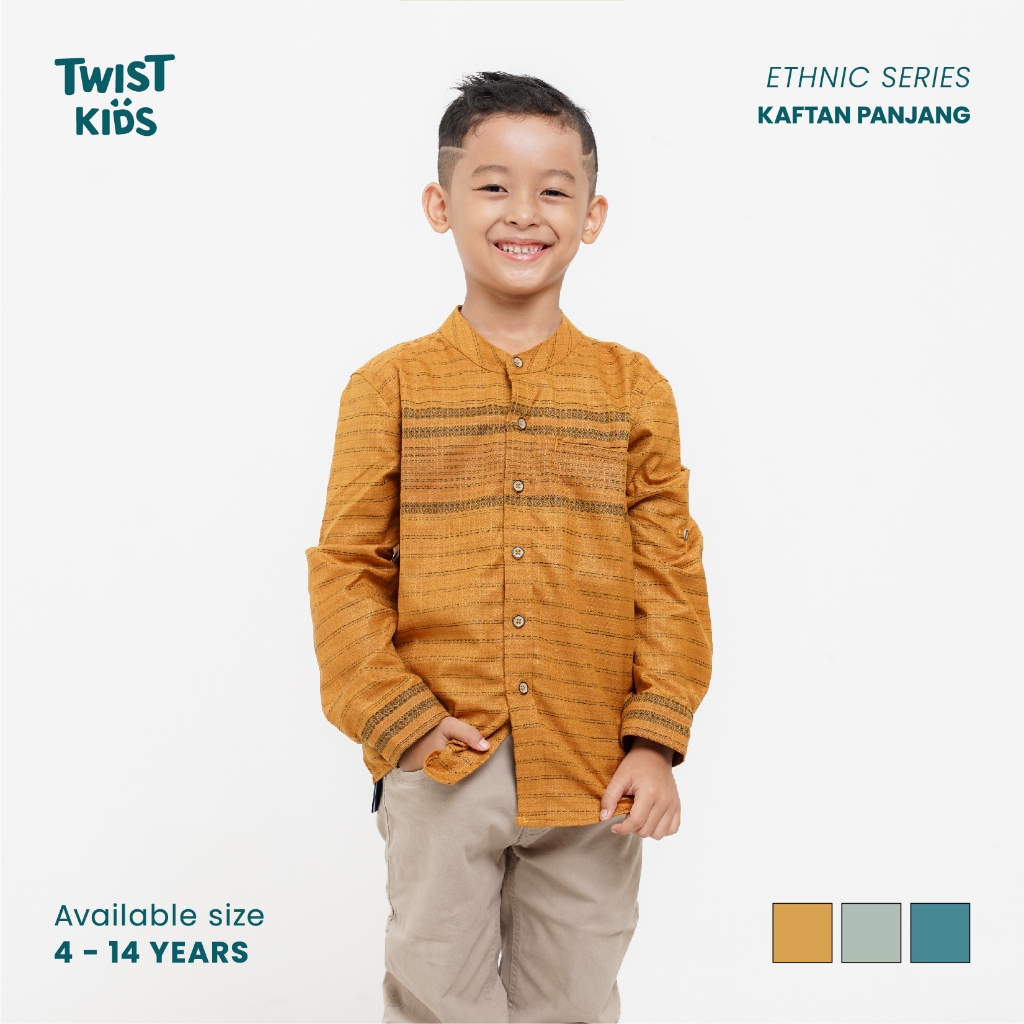 Twist Kids - Aljaz NC, Ethnic Series, Kemeja Koko Lengan Panjang Motif Stripe Anak Laki-Laki