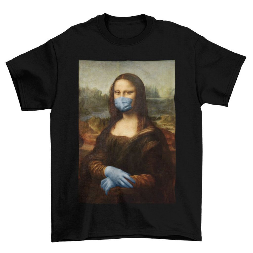 Kaos T-shirt Monalisa Mask / Tshirt Monalisa Kaos Pra Wanita