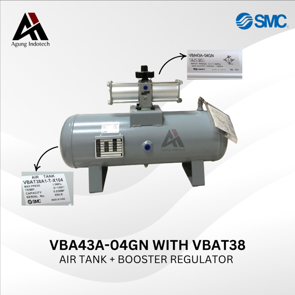 SMC VBA43A-04GN / VBA43A 04GN WITH VBAT38 BOOSTER PNEUMATIC REGULATOR