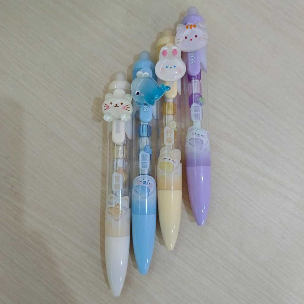 

Pink Ocean Pulpen Pena Karakter Hewan Lucu Animal Resin Series with Beads Pen