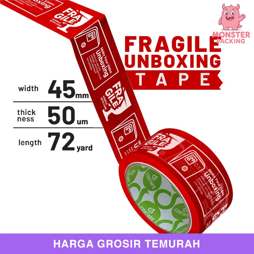 

Lakban Fragile Unboxing Eng 48mm x 72yard Satuan Termurah