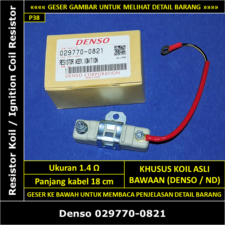 Resistor Koil Suzuki Jimny Jangkrik 800 cc F8A LJ80 SJ20 1978-1982 Denso ND029770-0821 Ignition Coil