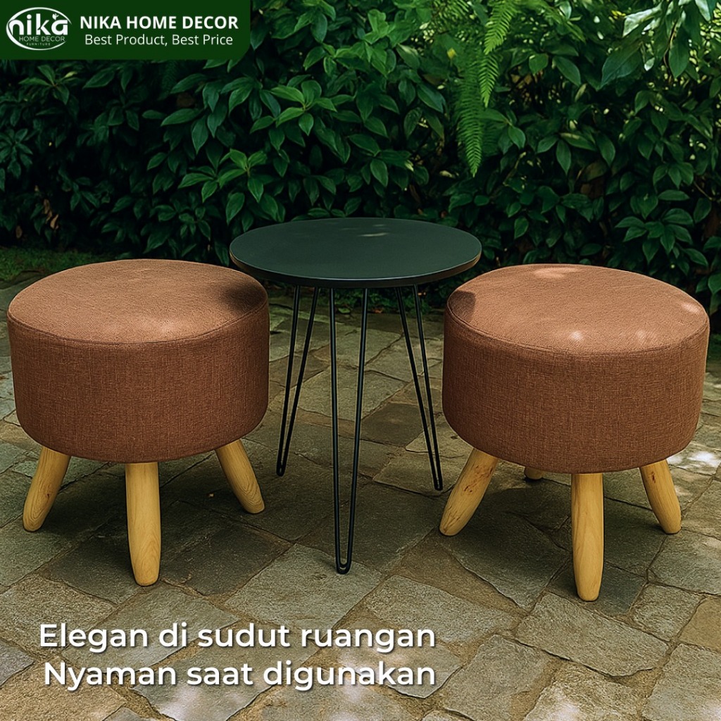 Paket Stool Set 2 Kursi dan 1 Meja Sofa Bulat Estetik Minimalis Ruang Tamu Kuat Berkualitas