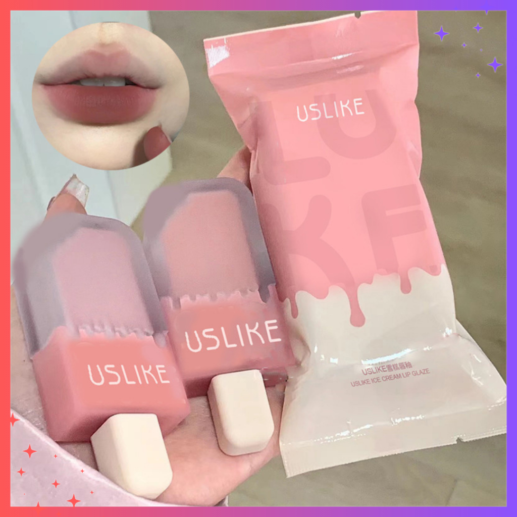 USLIKE Lipstik Es Krim Matte Lipstik Ice Cream Moisturizing Waterproo Long Lasting Lip Glaze XX168