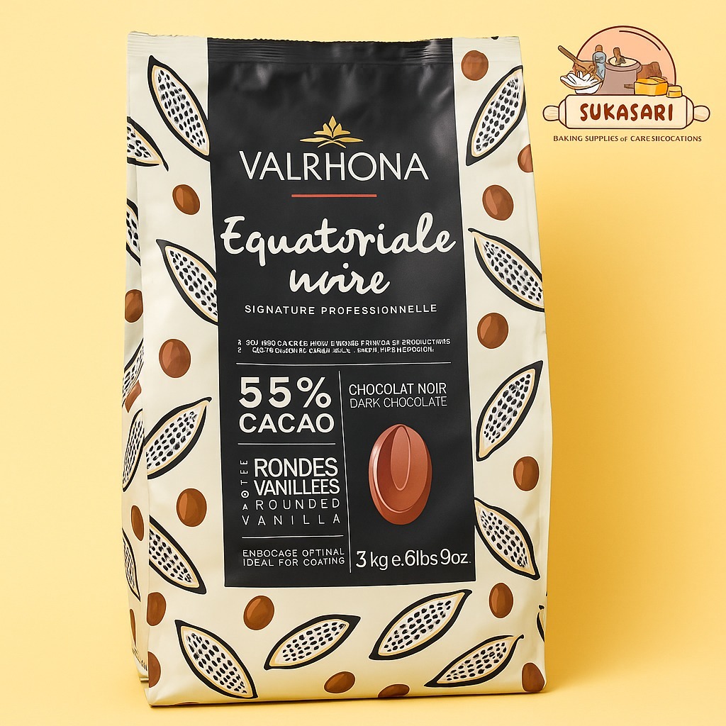 

Valrhona Equatoriale Noire 55% Cacao / Dark Chocolate 200 gram Couverture Cokelat Coin
