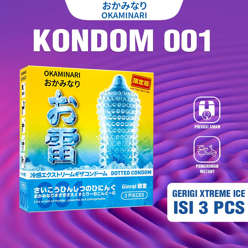 Kondom 001 Okaminari Ginrai Gerigi Xtreme Sensasi Dingin - Isi 3 Pcs
