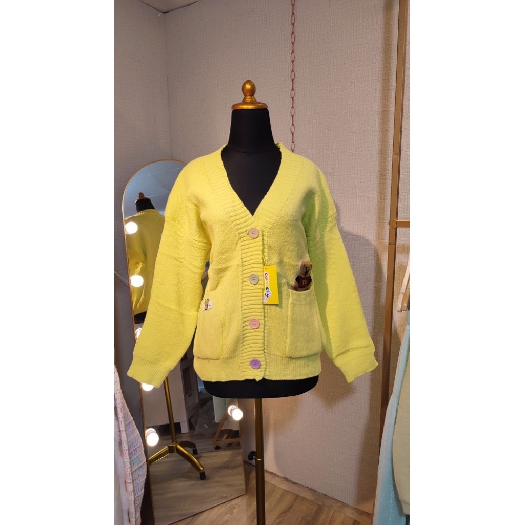 Cardigan Kuning Lemon Beruang Sherpa Premium