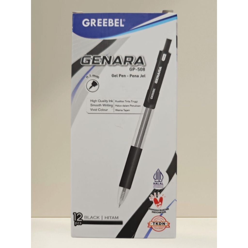 

BALLPOINT GEL GREEBEL GP 508 / PEN GEL GENARA GP 508 0,5MM HITAM