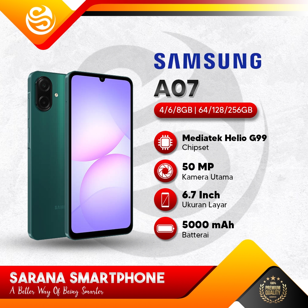 Samsung Galaxy A07 4G 4/64GB 4/128GB 6/128GB 8/256GB | Mediatek Helio G99 | 5000 mAh | Free Adapter 