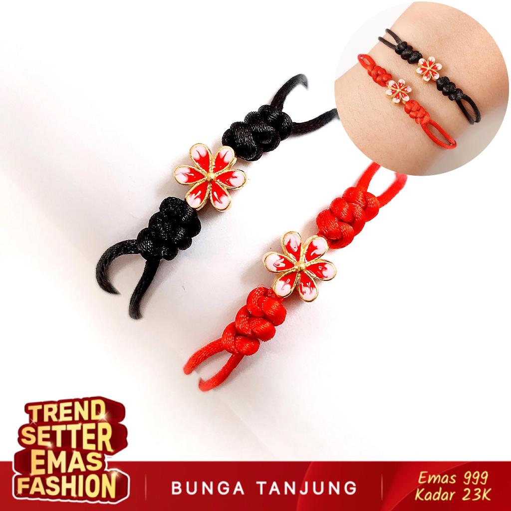 GELANG TALI BUNGA SAKURA CHARM B - EMAS 23K - BUNGA TANJUNG GOLD