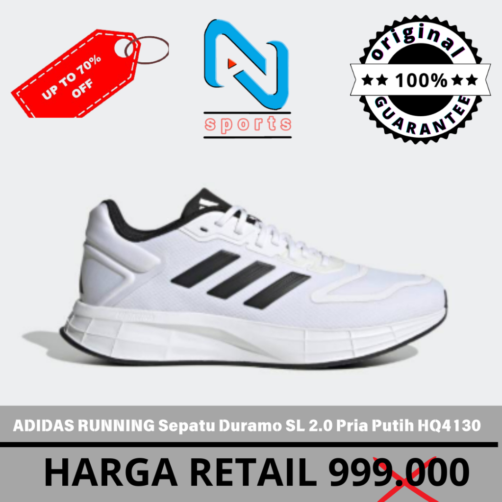 ADIDAS RUNNING Sepatu Duramo 10  Pria Putih HQ4130 ORIGINAL 100%