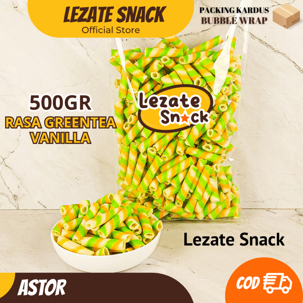 

Astor Mini Greentea Vanilla 500gr Kiloan Murah Enak Manis Renyah / Wafer Roll Kiloan Greentea Vanila Astor Kiloan Barcelona / Wafer Rolls Coklat Blackforest Vanila Lezate Snack WAP SHOP