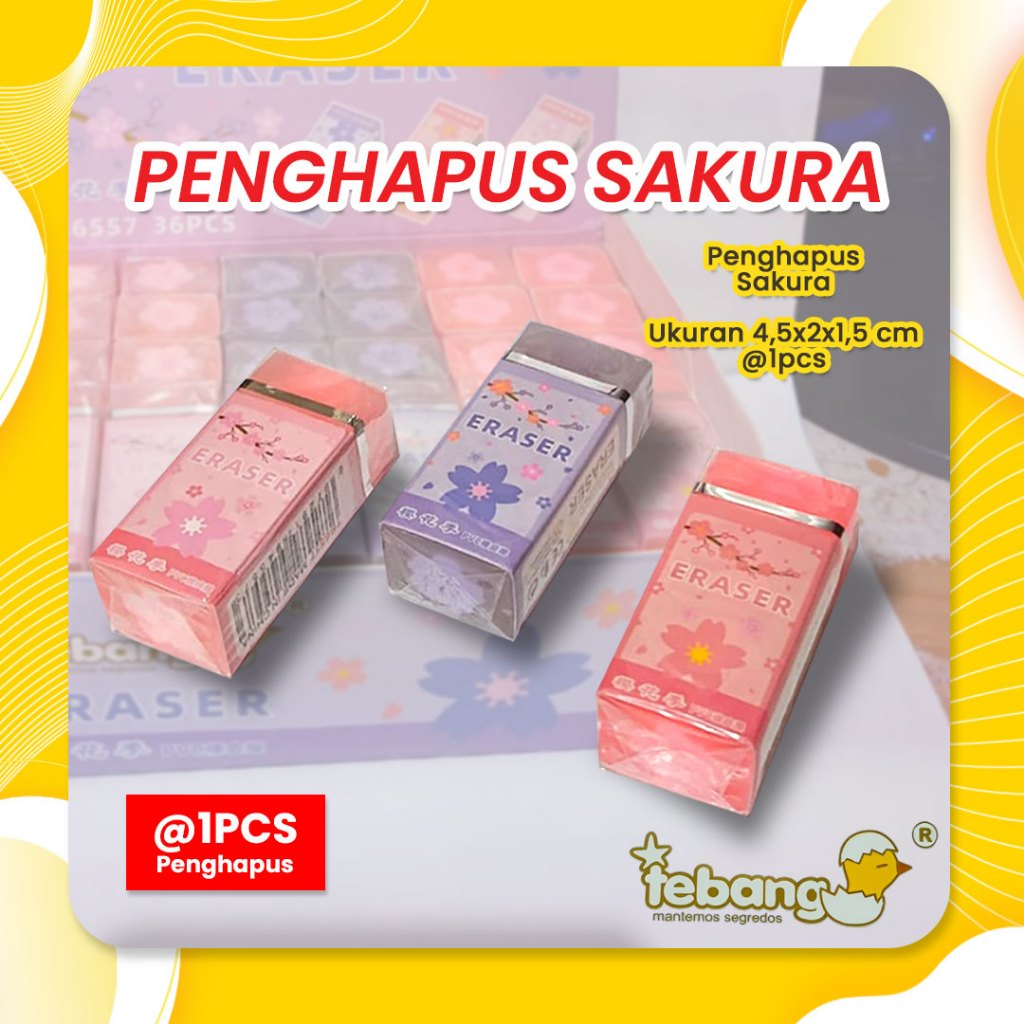 

1PCS PENGHAPUS TEBANG KOTAK SAKURA TB 6557/TEBANG ERASER SAKURA SQUARE TB 6557