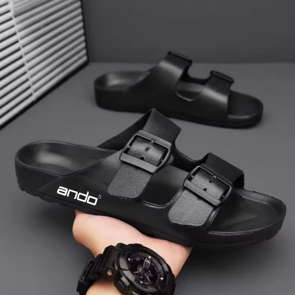 sandal slip-on ando sandal pria dewasa full karet
