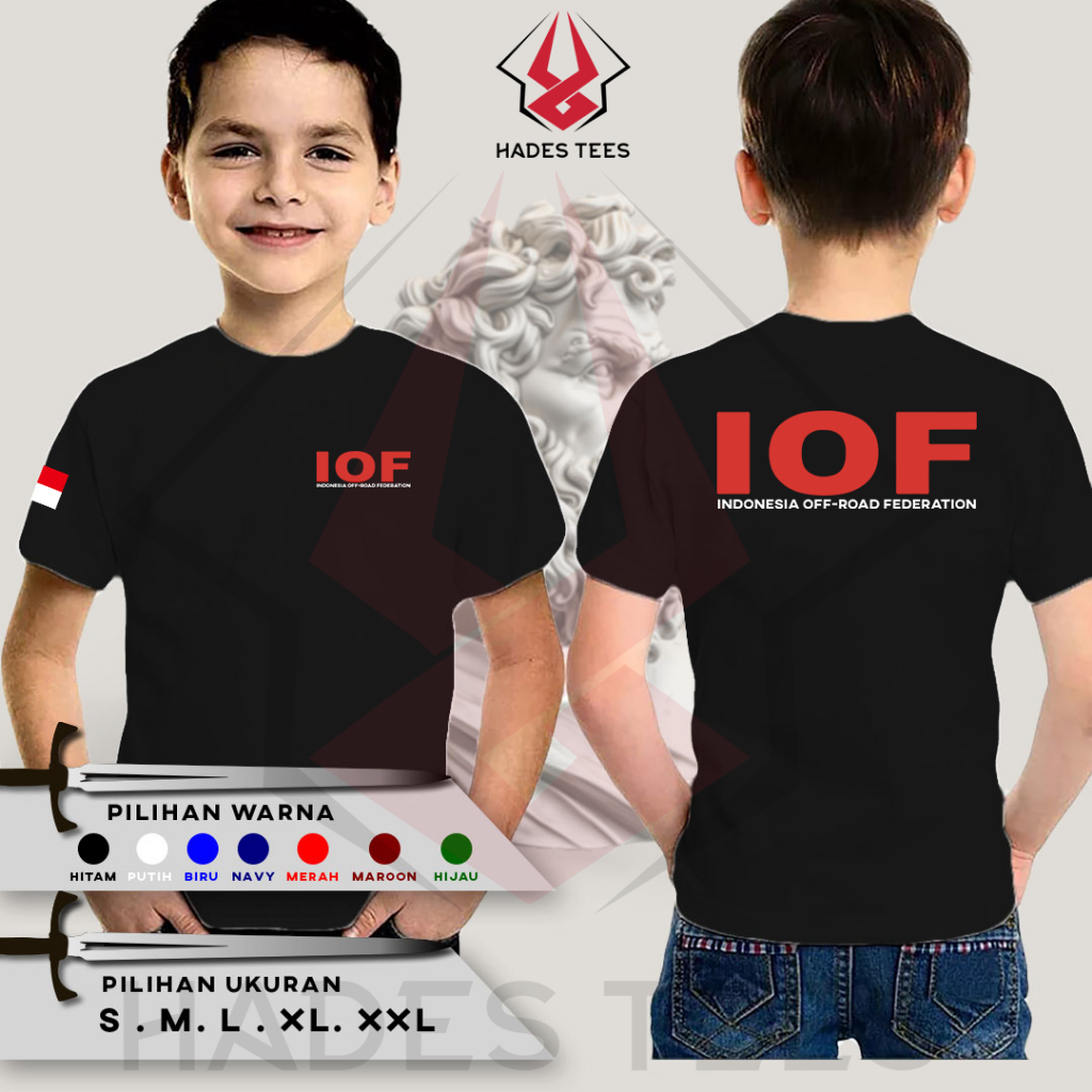 Kaos Baju Distro Anak IOF Indonesia Off-Road Federation Request Nama  Kaos Distro - Hades Tees