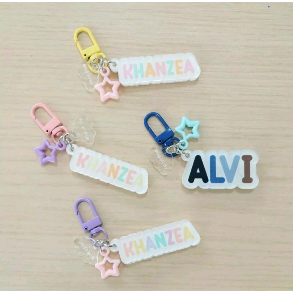 (LIGHTLYSKY) Gantungan Tas Custom Nama - Name Tag Custom - Bag Tag Sekolah Custom