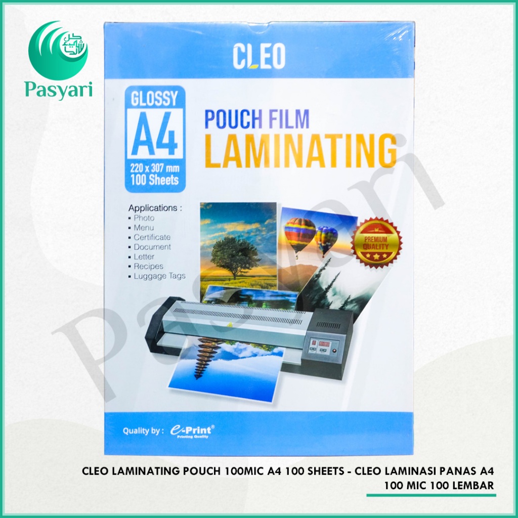 

CLEO LAMINATING POUCH 100MIC A4 100 SHEETS - CLEO LAMINASI PANAS A4 100 MIC 100 LEMBAR