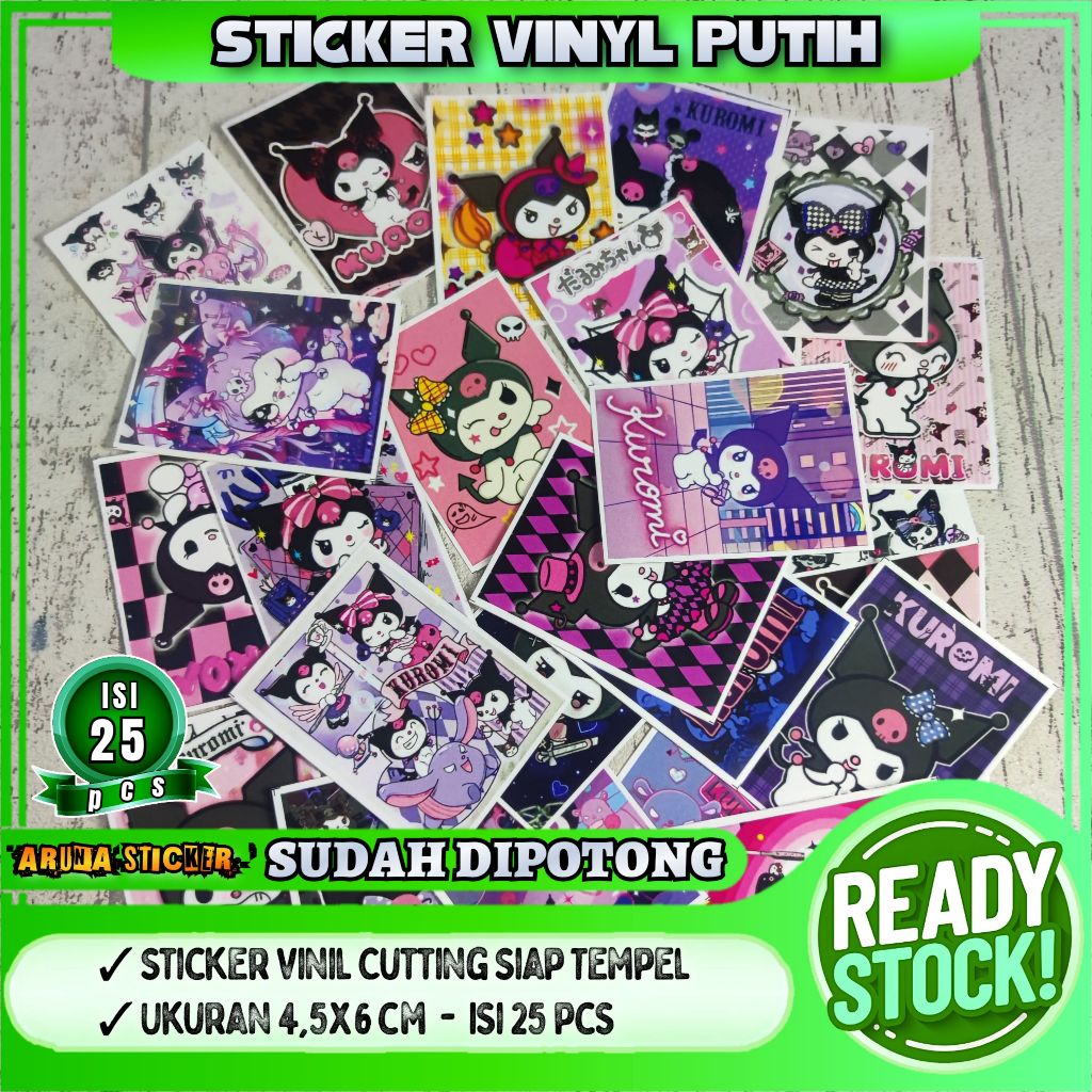 

25 pcs Sticker Karakter Sanrio Kuromi Sudah Dipotong Tinggal Tempel