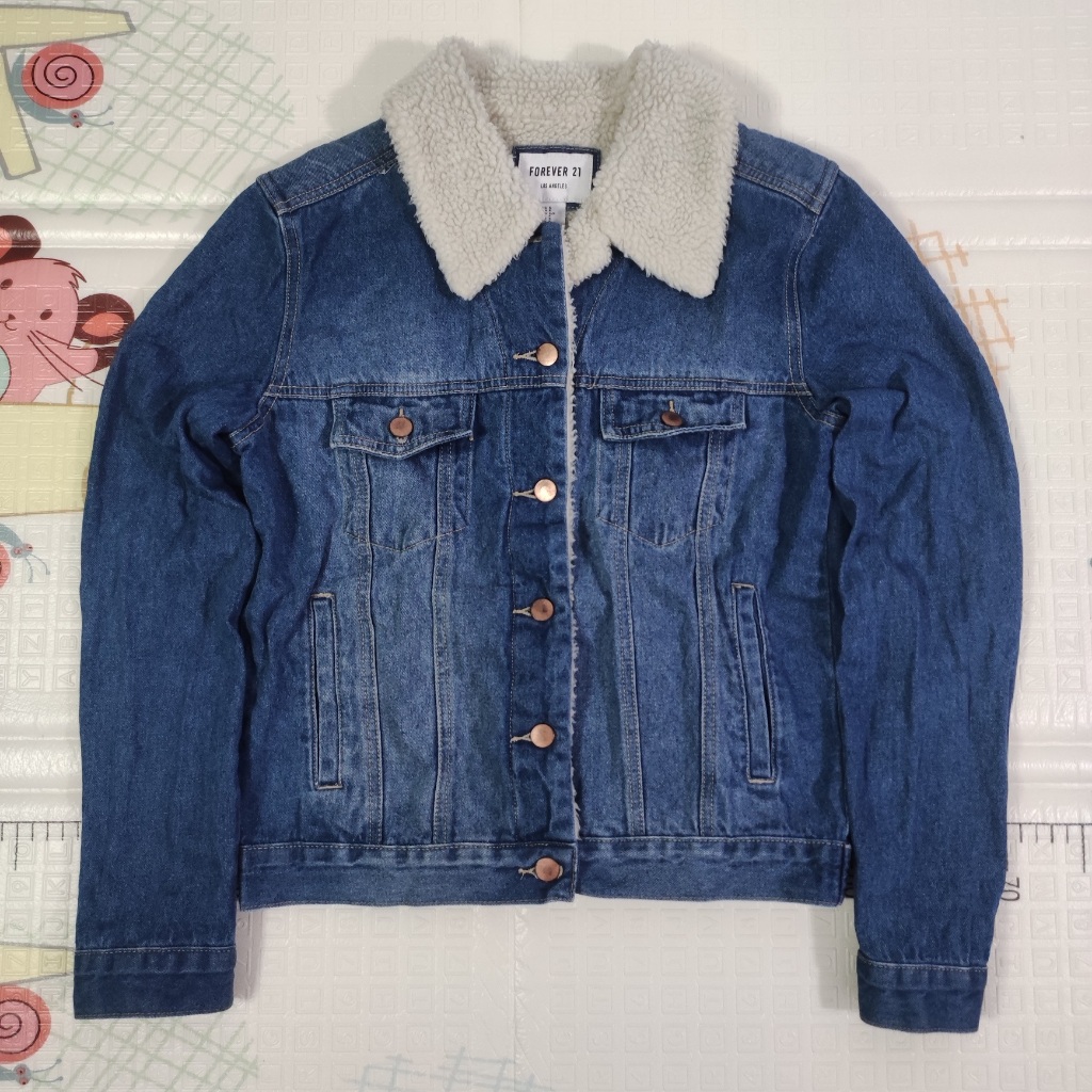 Forever 21 Trucker Denim Jacket Sherpa Jaket Unisex
