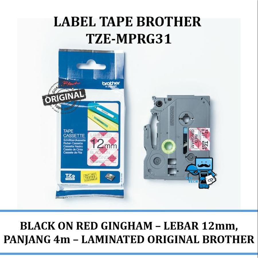 

Brother Label Tape TZE-MPRG31 12mm x 4m Black on Red Gingham