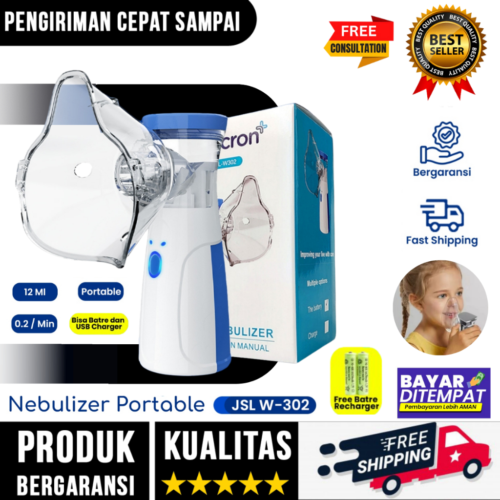 [ ORIGINAL ] Nebulizer Portable Alat Uap Terapi Pernapasan Sesak Nafas Asma Batuk Pilek Handheld Inh
