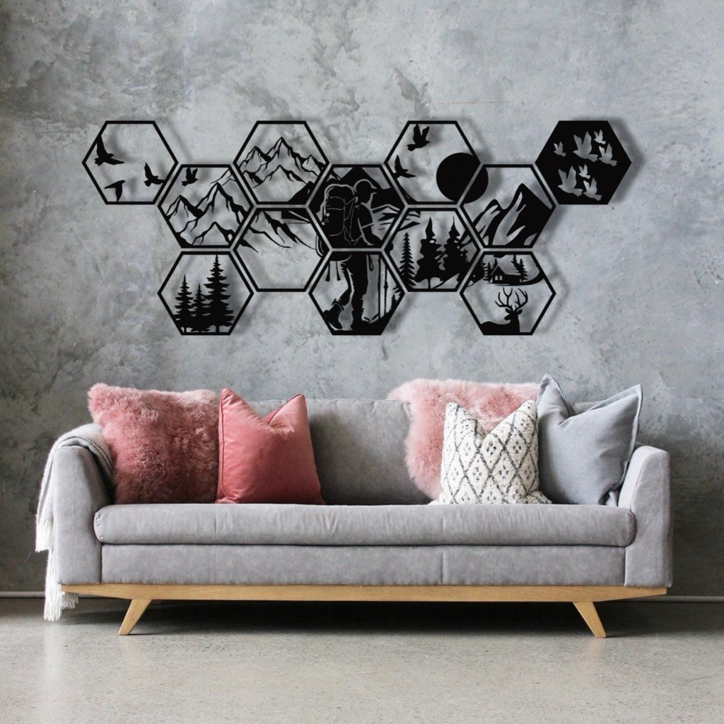 HIASAN DINDING KAYU HEXAGONAL CLIMBING