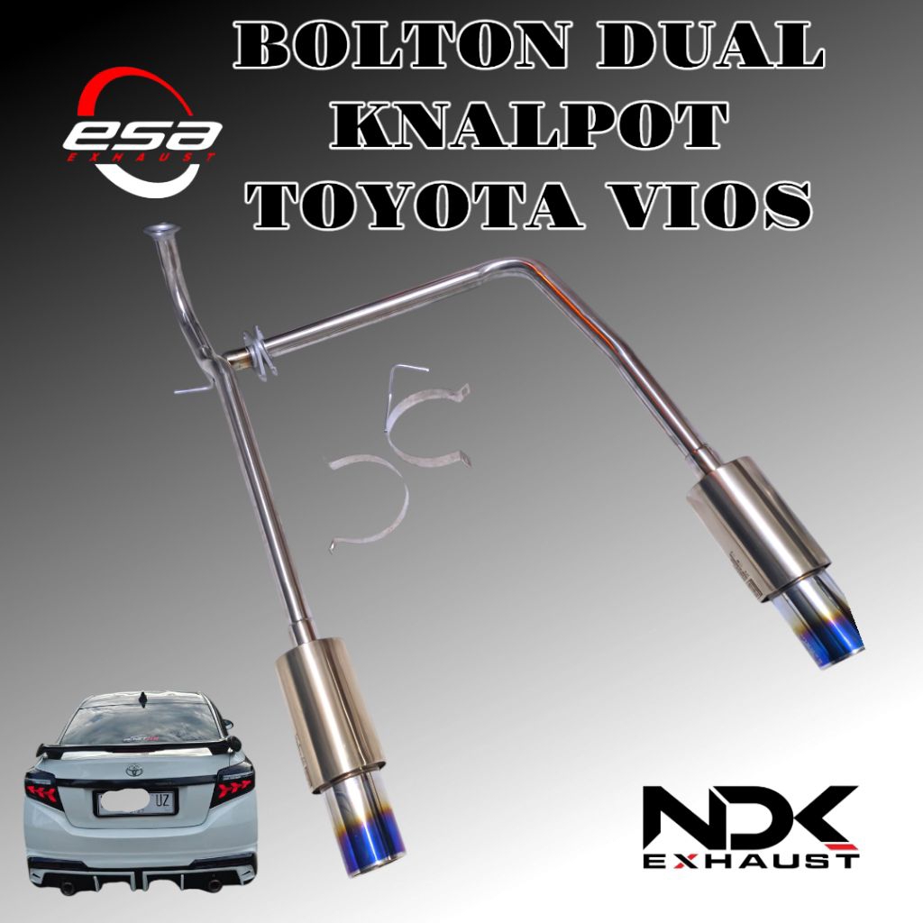 KNALPOT BOLT ON DUA KNALPOT TOYOTA VIOS GEN 3 NDK EXHAUST KNALPOT MOBIL RACING