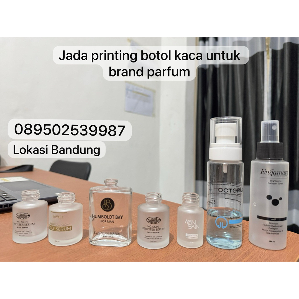 Jasa printing / sablon botol kaca untuk brand parfum, kualitas tinggi harga murah lokasi bandung