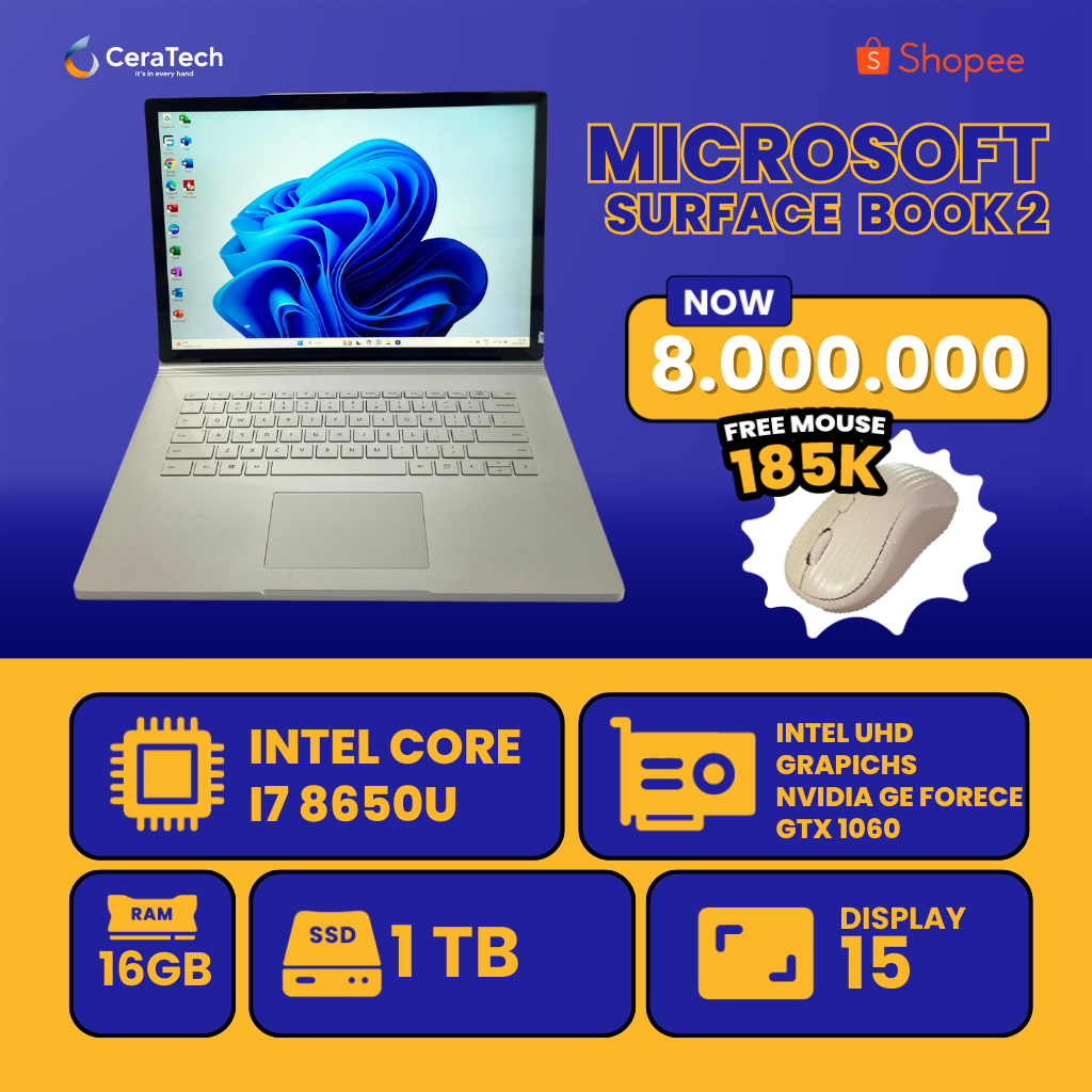 Laptop Surface Murah!! Microsoft Surface Book 2 - Intel core i7 - HARGA TERMURAH - Microsoft Surface