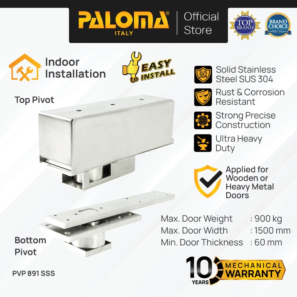 PALOMA PVP 891 Engsel Pintu Hinge Pivot Putar Tanam Lantai Kayu Baja Hinges Door Stainless Steel SUS
