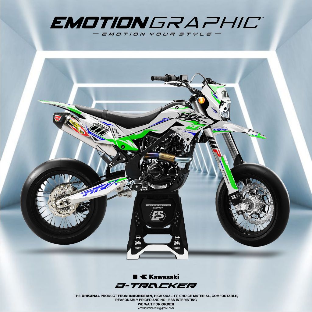 DECAL STIKER DTRACKER - KLX BF FULLBODY MIX HIJAU FLUO/STABILO SUPERMOTO