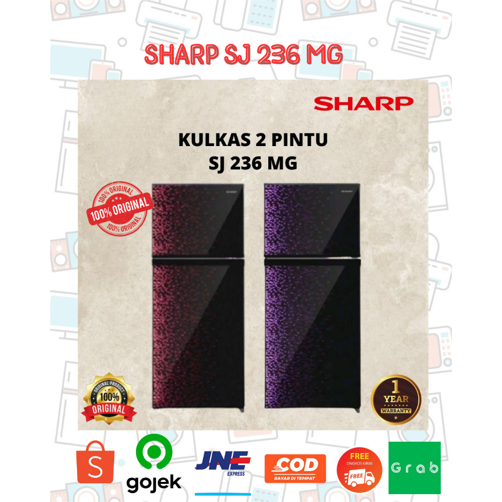 KULKAS 2 PINTU SHARP SJ-236 MG/ SHARP SJ-237 MG LOW WATT GARANSI