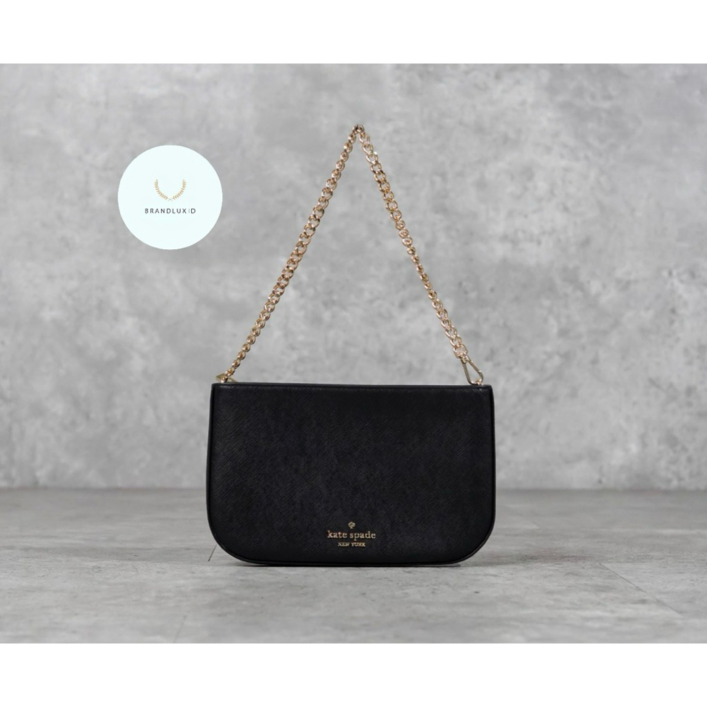 Kate Spade Madison Lilly GHW Chain Hobo Bag in Black