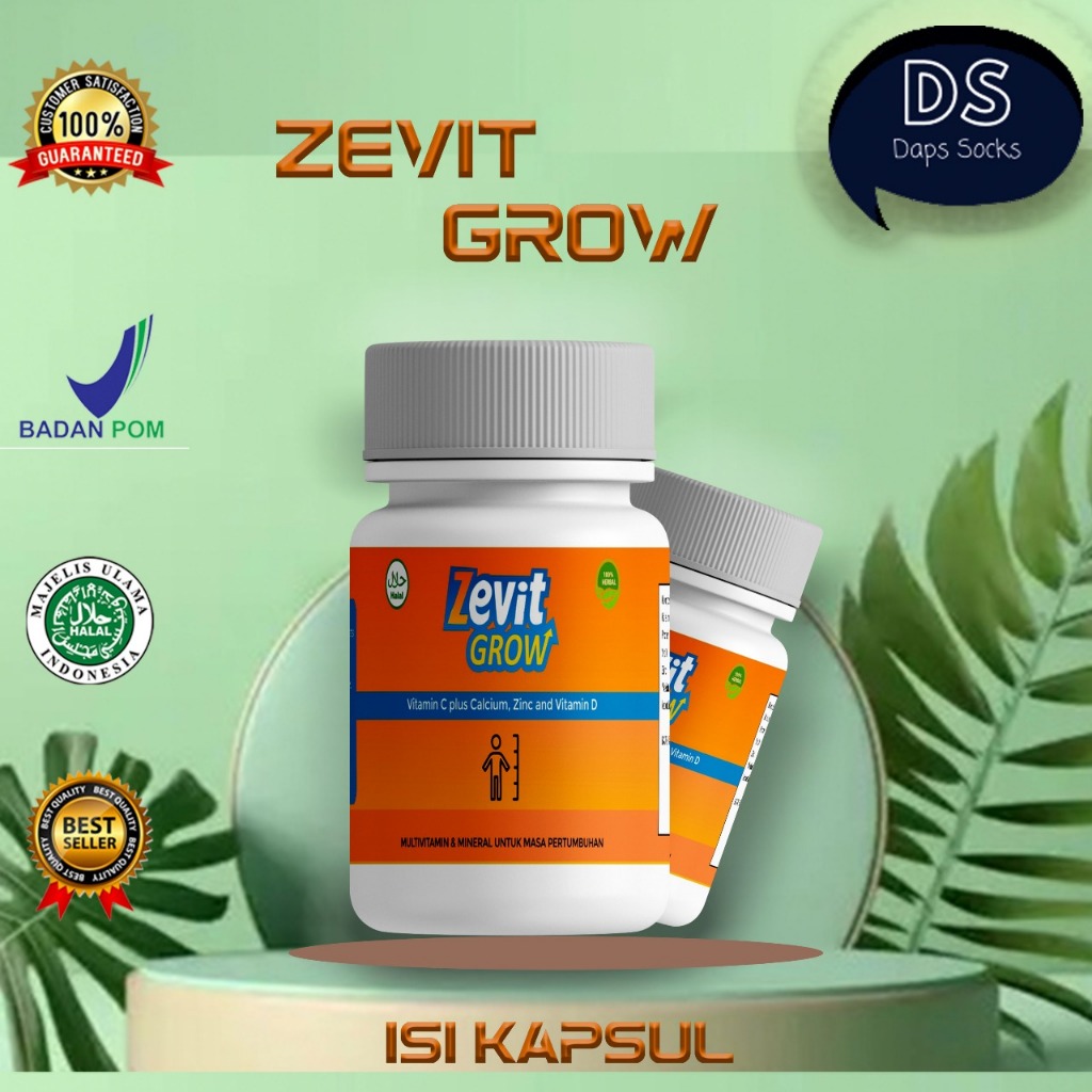 ZEVIT GROW [TERLARIS] - SUPLEMEN PENINGGI BADAN  BPOM / PENAMBAH TINGGI BADAN ANAK-ANAK DEWASA