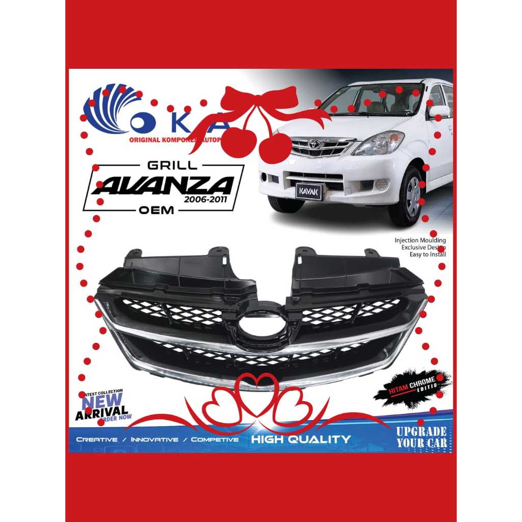 Grill Depan Mobil Avanza 2006 - 2011 Vvti OEM Hitam Lis Chrome
