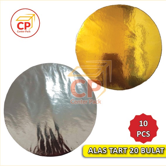 (10pcs) 20 X 20 CM Alas Tart BULAT GOLD SILVER PERAK EMAS Karton Tatakan Kue